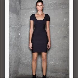 Herve Leger Black Bandage Midi Dress